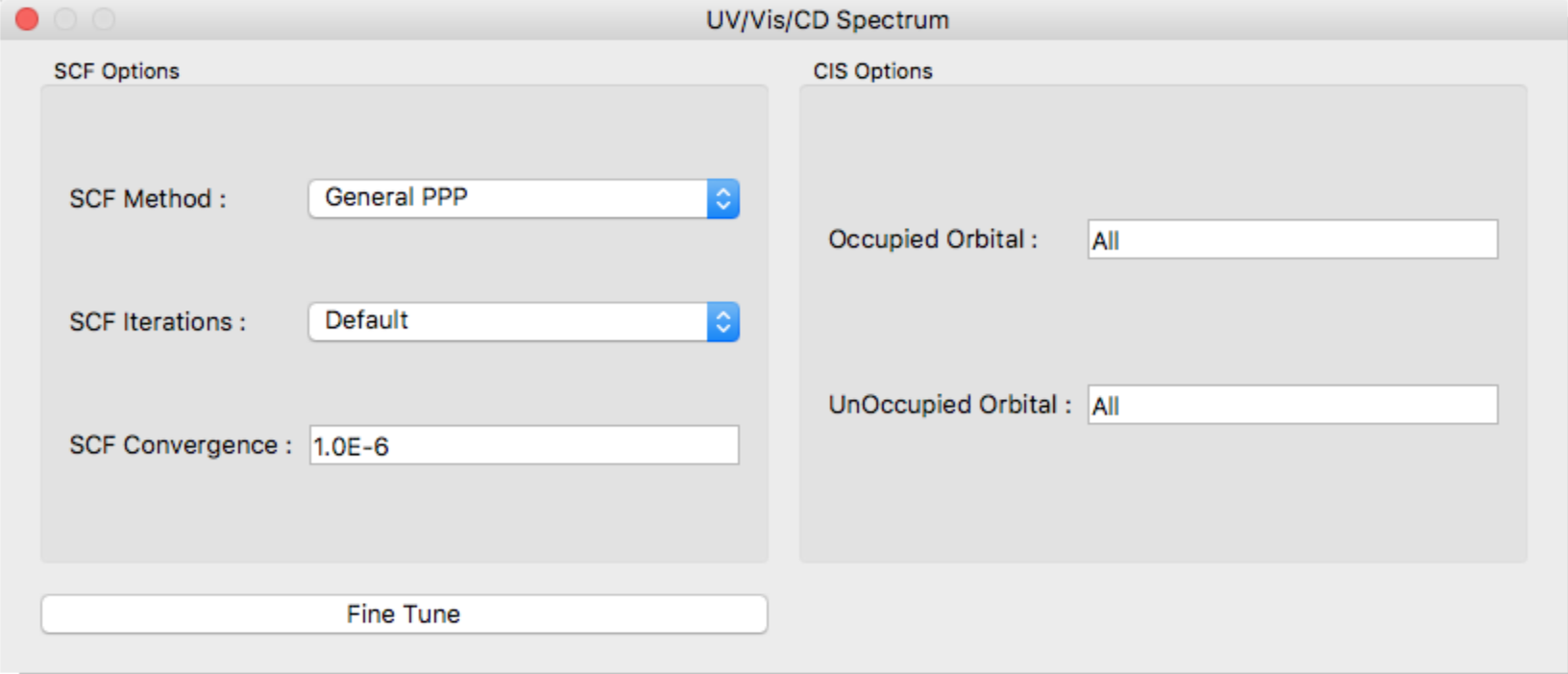 UV/Vis/CD Spectrum Dialog