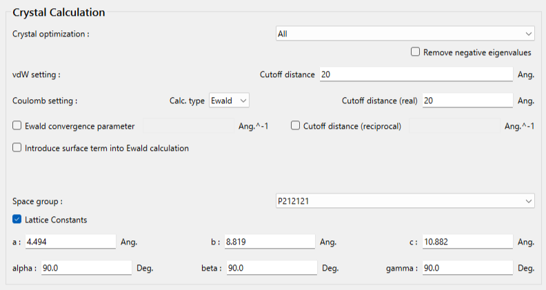 Crystal Opt Settings