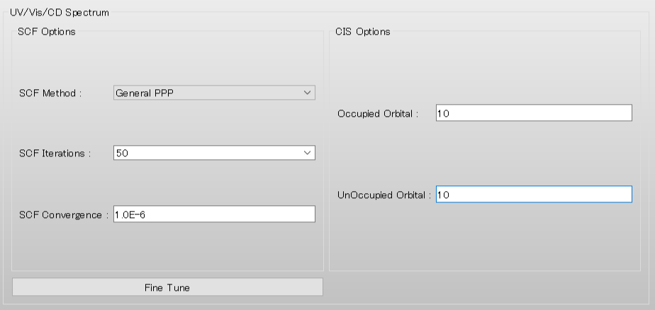 UV/Vis/CD Settings