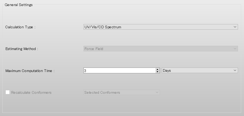 General Settings UV/Vis/CD